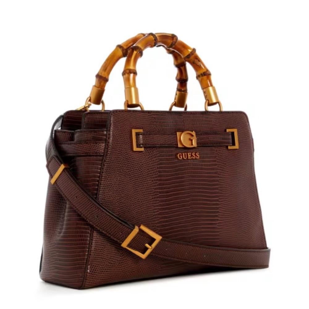 New Guess Burgundy Textured Satchel
